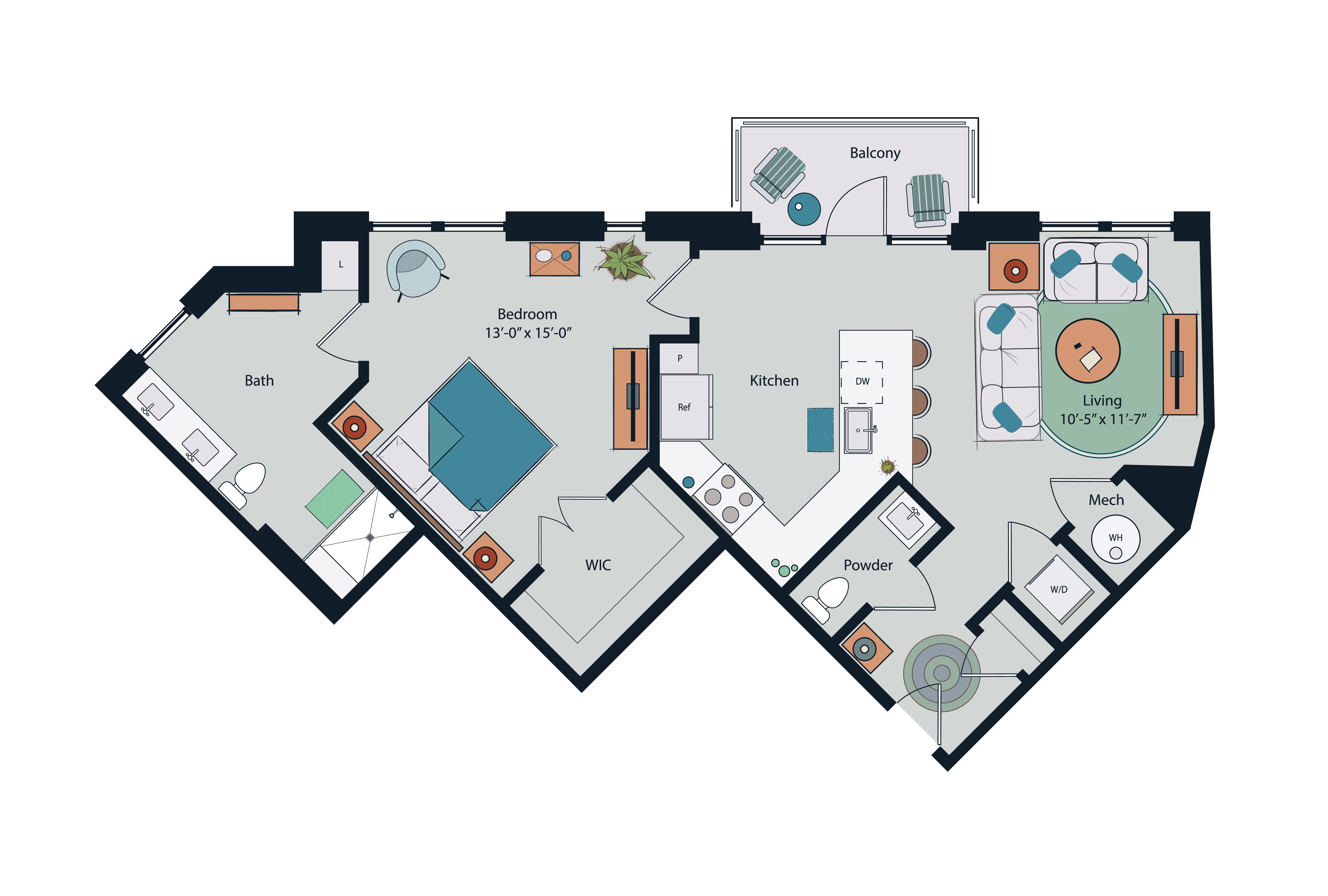 Floor plan layout diagram for A14